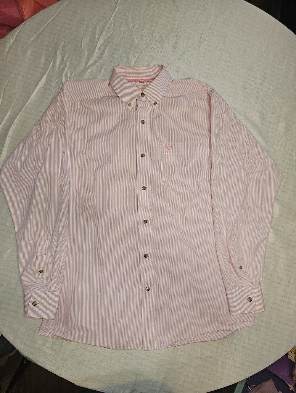 Ariat Pro Series Men's Medium Pink Striped Long Sleeve Western Button Down Shirt